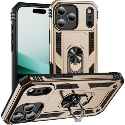 Mobigear Armor Ring iPhone 18 Pro Hard Case Back cover Shockproof with Ring Holder - Gold