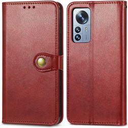 Mobigear Snap Button Xiaomi 12 Pro Knížkové pouzdro Peněženka - Červená