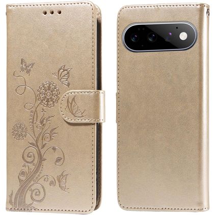 Mobigear Flowers Google Pixel 11 Pro Wallet case - Gold