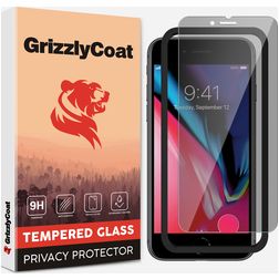 GrizzlyCoat Easy Fit AntiSpy iPhone 7 Cristal templado Protector de pantalla Antiespía - Compatible con fundas + Marco de instalación