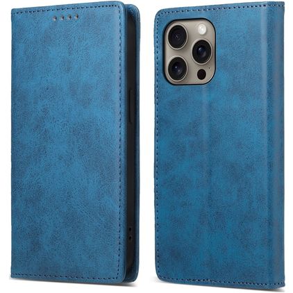 Mobigear Wallet iPhone 16 Pro Max Pungetui med Seddelrum - Blå
