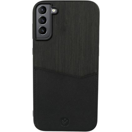 Valenta Card Slot Samsung Galaxy S21 Plus Aito nahka Suojakuori + Korttitasku - Musta