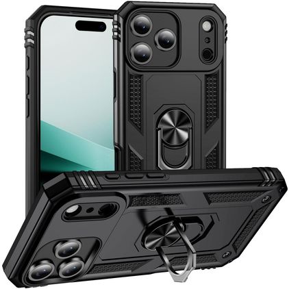 Mobigear Armor Ring iPhone 18 Pro Hardcase Back cover Antiurto con anello - Nero
