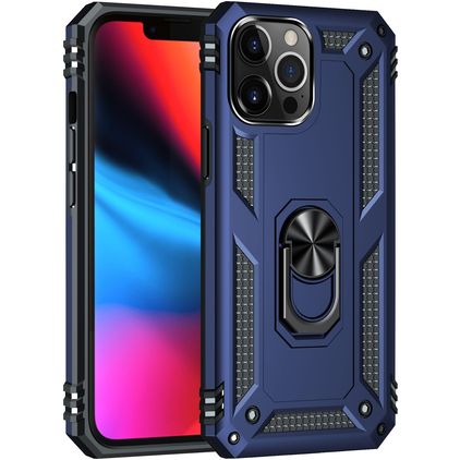 Mobigear Armor Ring iPhone 13 Pro Max Plástico rígido Capa traseira Antichoque com anel - Azul