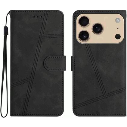 Mobigear Stitch iPhone 18 Pro Max Pungetui med Seddelrum - Sort