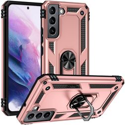 Mobigear Armor Ring Samsung Galaxy S22 Plástico rígido Capa traseira Antichoque com anel - Rosa dourado