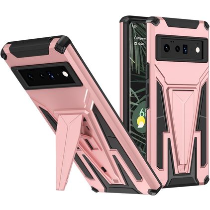 Mobigear Armor Stand Google Pixel 6 Pro Plástico rígido Capa traseira Antichoque com suporte - Rosa dourado