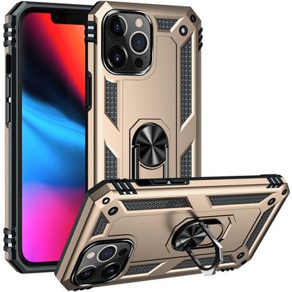 Mobigear Armor Ring iPhone 14 Pro Max Hardcase Back cover Antiurto con anello - Oro