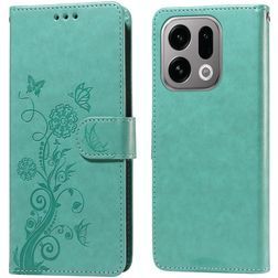Mobigear Flowers OPPO Find X9 Plånboksfodral med sedelfack - Grön