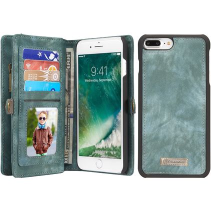 CaseMe 008 iPhone 8 Plus Capa livro 2 em 1 com capa traseira amovível Carteira - Verde