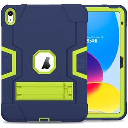 Mobigear ShieldStand iPad 10 (2022) Plastica rigida / Silicone Back cover + Supporto - Verde / Blu navy