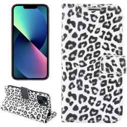 Mobigear Leopard iPhone 14 Lompakkokotelo + Setelitasku - Valkoinen