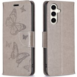 Mobigear Butterfly Samsung Galaxy S23 FE Pungetui med Seddelrum - Grå