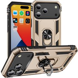 Mobigear Armor Ring iPhone 17 Pro Max Funda Plástico rígido Carcasa Antigolpes con anillo - Dorado