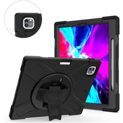 Mobigear SureGrip XGuard iPad Pro 13 polegadas (2024) Capa Plástico rígido / Silicone Capa traseira + Suporte para caneta stylus + Alça de ombro + Suporte - Preto