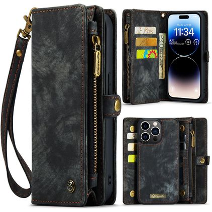 CaseMe 008 iPhone 14 Pro Case Detachable 2-in-1 Wallet Case Wallet - Black