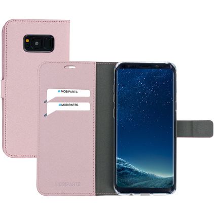 Mobiparts Saffiano Wallet Samsung Galaxy S8 Plus Pungetui med Seddelrum - Lyserød