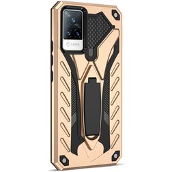 Mobigear Armor Stand Vivo V21 Hårdt Bagsidecover Stødsikkert med Stander - Guld