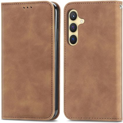 Mobigear Retro Slim Samsung Galaxy S25 Cover a libro - Marrone