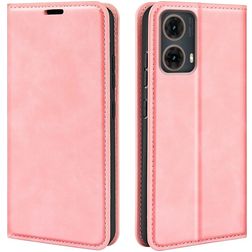 Mobigear Retro Slim Motorola Moto G85 Pungetui med Seddelrum - Lyserød