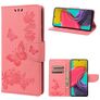 Mobigear Butterfly Samsung Galaxy M53 Pungetui med Seddelrum - Lyserød
