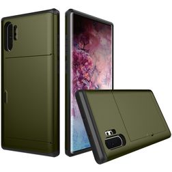 Mobigear Card Samsung Galaxy Note 10 Plus Kova Suojakuori Iskunkestävä + Korttitasku - Vihreä