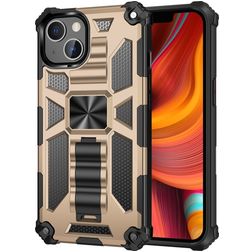 Mobigear Armor Stand iPhone 13 Pro Max Fodral Hårdplast Skal Stötsäkert med ställ - Guld