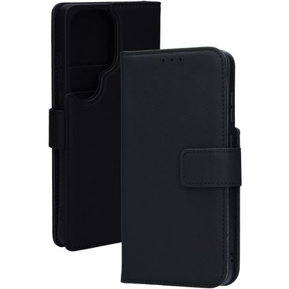 Mobiparts Wallet Samsung Galaxy S26 Ultra MagSafe Piel auténtica Funda tipo libro Cartera - Negro