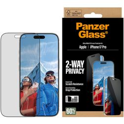 PanzerGlass Ultra-Wide Fit iPhone 17 Pro Tempered Glass Screen Protector Privacy - Case Friendly + Installation Frame - Black