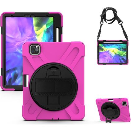Mobigear SureGrip XGuard iPad Pro 11 polegadas (2021) Capa Plástico rígido / Silicone Capa traseira + Suporte para caneta stylus + Alça de ombro + Suporte - Rosa