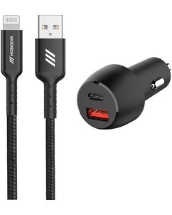 Mobigear Essentials Dual USB / USB-C Billaddare Apple Lightning 1 m Power Delivery 48W - Svart