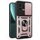 Mobigear Armor Ring Cam Slide Xiaomi 13 Plástico rígido Capa traseira Antichoque com anel e tampa deslizante para câmara - Rosa dourado