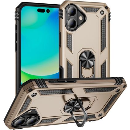 Mobigear Armor Ring iPhone 17 Fodral Hårdplast Skal Stötsäkert med ringhållare - Guld