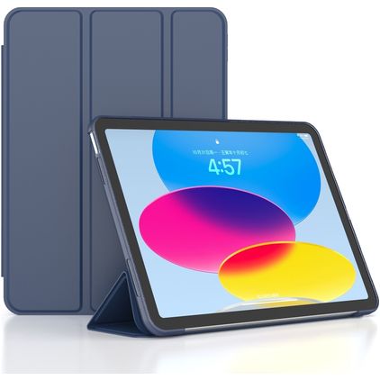 Mobigear Tri-Fold Gel iPad 10 (2022) TPU / Cuero sintético Funda tipo libro - Azul oscuro