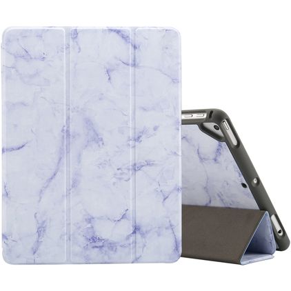 Mobigear Tri-Fold Marble iPad 6 (2018) Funda tipo libro + Portalápices - Morado