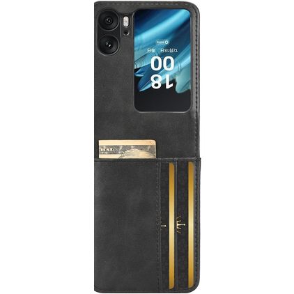 Mobigear Excellent Wallet OPPO Find N2 Flip Tvrdý plast Zadní kryt - Černá