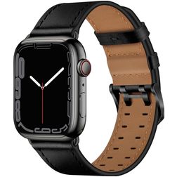 Mobigear Milano Pasek Skóra naturalna do Apple Watch Sprzączka - 49/46/45/44 mm - Czarny