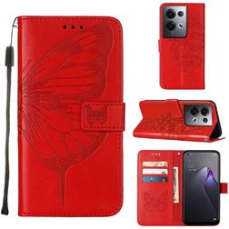 Mobigear Butterfly OPPO Reno 8 Pro 5G Pungetui med Seddelrum - Rød
