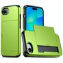 Mobigear Card iPhone 17e Plástico rígido Capa traseira Antichoque com porta-cartões - Verde