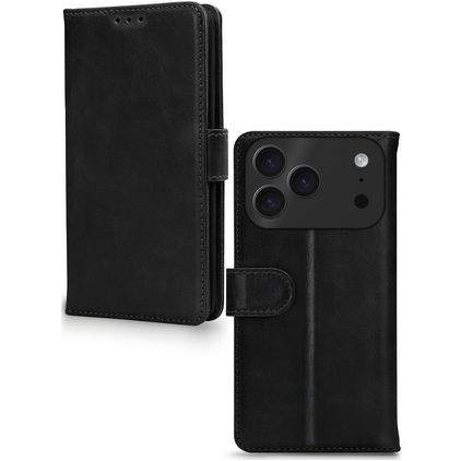 Mobilize Wallet iPhone 17 Pro Ægte læder Pungetui med Seddelrum - Sort