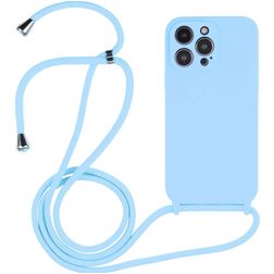 Mobigear Lanyard iPhone 14 Pro Silicone Capa com cordão - Azul bebé