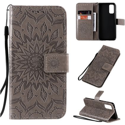 Mobigear Sunflower Samsung Galaxy S20 Wallet case - Grey