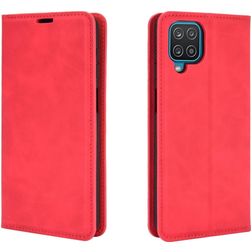 Mobigear Retro Slim Samsung Galaxy A12 Pungetui med Seddelrum - Rød
