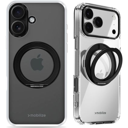 Mobilize 360 Rotating Ring iPhone 16 MagSafe Kova Suojakuori + Sormuspidike - Musta
