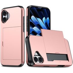 Mobigear Card iPhone 18 Hardcase Etui plecki Wstrząsoodporne z kieszenią na karty - Różowy