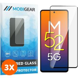 Mobigear Premium Samsung Galaxy M52 Cristal templado Protector de pantalla - Compatible con fundas - Negro (pack de 3)