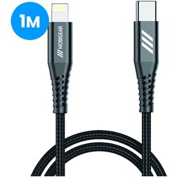 Mobigear Nylon Kabel USB-C do Apple Lightning MFI 1 m - Czarny