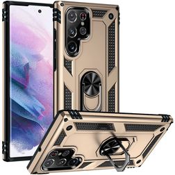 Mobigear Armor Ring Samsung Galaxy S23 Ultra Fodral Hårdplast Skal Stötsäkert med ringhållare - Guld