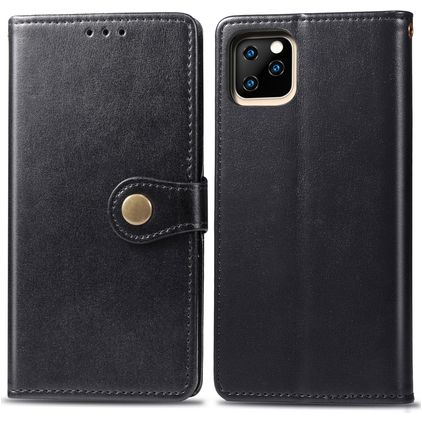 Mobigear Snap Button iPhone 11 Funda tipo libro Cartera - Negro