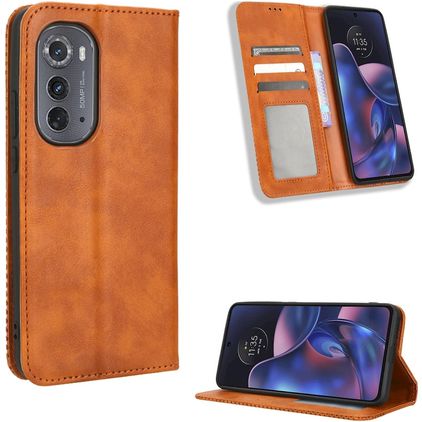 Mobigear Sensation Motorola Edge (2022) Pungetui med Seddelrum - Brun